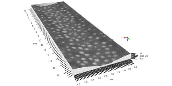 A typical channel eroded on an alumina-reinforced epoxymatrix composite sample